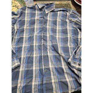 Wrangler Jeans Co. Blue Plaid Button Down Shirt Men's Large Long Sleeve
